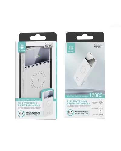 Power Bank con LED Pantalla 12000mAh 22,5W - Blanco - Bismatic.com