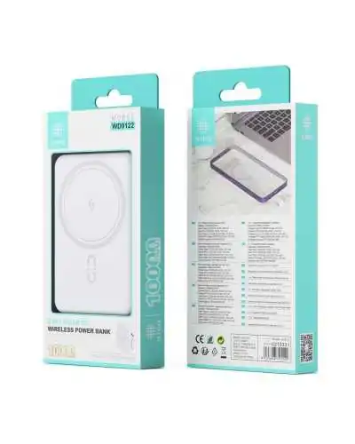 Power Bank Magnético 2 en 1 con Indicador LED - 10000mAh y 37WH - Blanco - Bismatic.com