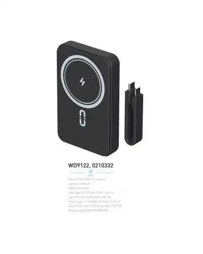 2-in-1 Magnetic Power Bank with LED Indicator - 10000mAh 37WH - Black