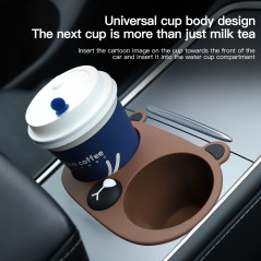 Support de Tasse en Silicone pour Tesla Model 3/Y (2021-2023) - Design Ourson de Dessin Animé - Silicone de Qualité Alimentaire