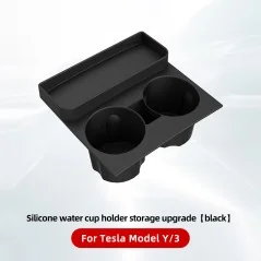 Portavasos de consola central de silicona para Tesla Model 3/Y (2021-2023) con bandeja de silicona en la parte superior