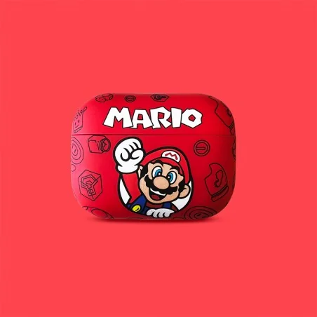 Custodia in silicone rossa per Apple AirPods con design Super Mario - Bismatic.com