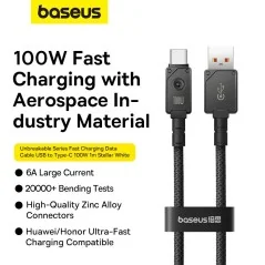 Câble de données et charge rapide Baseus Série Incassable USB vers Type-C 100W - P10355801111-01 - Bismatic.com