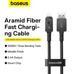 Baseus Unbreakable Series Fast Charging Data Cable USB to iPhone Lightning 2.4A - P10355802111-00 - Bismatic.com