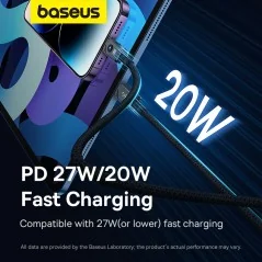 Baseus Premium Unbreakable Series Fast Charging Data Cable Type-C to Lightning for iPhone 11, 12, 13, 14, 15 Series - 20W P10355