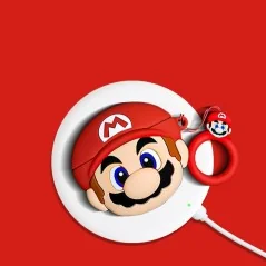 Funda Protectora de Silicona Suave Inspirada en Mario para AirPods con Anillo - Bismatic.com