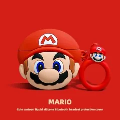 Custodia Protettiva in Silicone Morbido Ispirata a Mario per AirPods con Anello - Bismatic.com